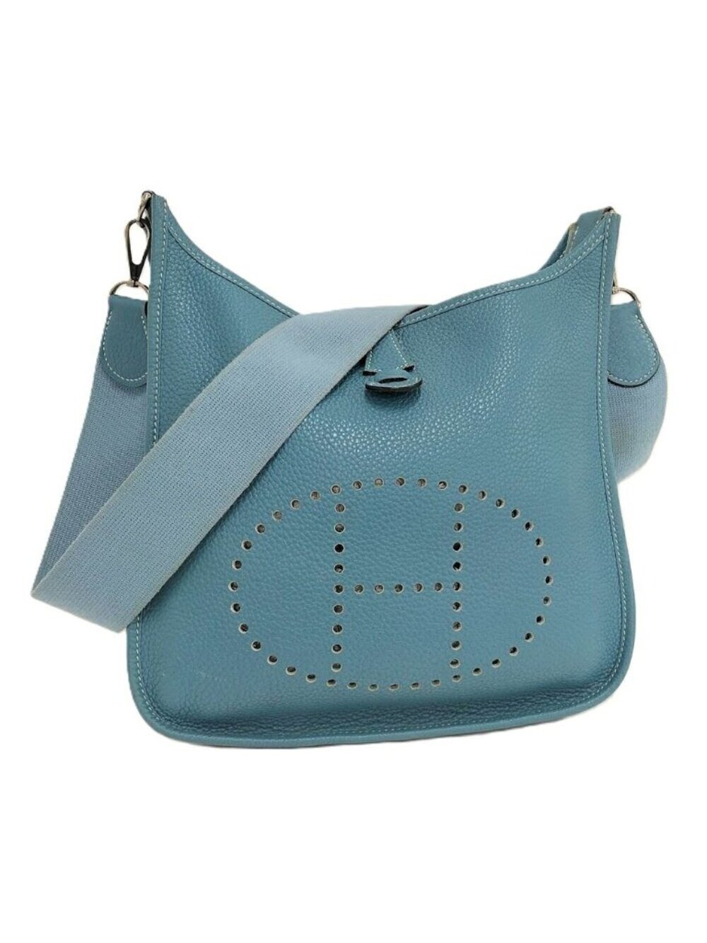 Hermes Evelyne 1 PM Shoulder Bag Blue Jean
